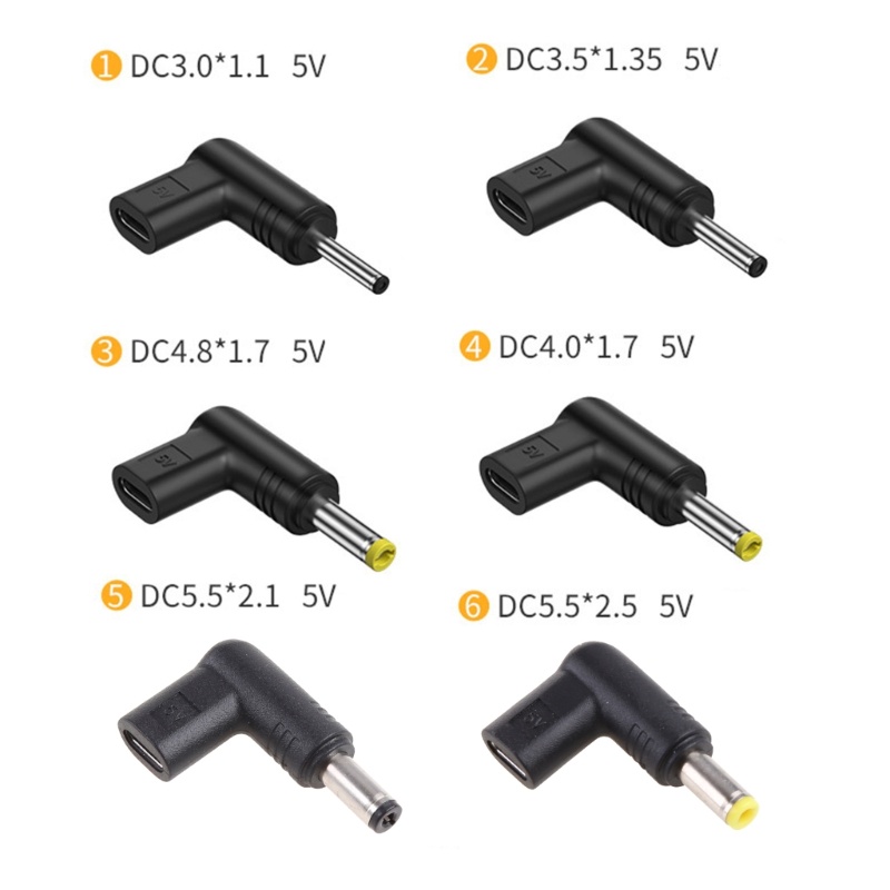 Bộ Chuyển Đổi USB C Sang DC 3.0x1.1mm,3.5x1.35mm,4.8x1.7mm,4.0x1.7mm,5.5x2.1mm,5.5x2.5mm Chất Lượng Cao