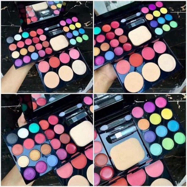gg4 Bộ trang điểm chuyên nghiệp đầy đủ phấn mắt,nền, má hồng, son môi, tán mày