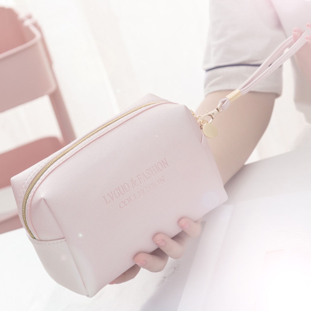 [Hàng mới về] Túi đựng mỹ phẩm chất liệu da PU 3 phong cách có khóa kéo sức chứa lớn cho nữ