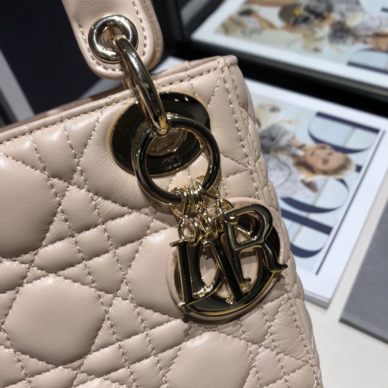 Túi xách đeo chéo nữ da thật dáng vuông đứng quai xách gắn logo CD Dior