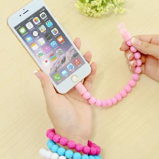 Hot Sale Solid Color Bead Bracelet Charger Micro USB 2.0 Data Sync Charging Cable For iPhone Android