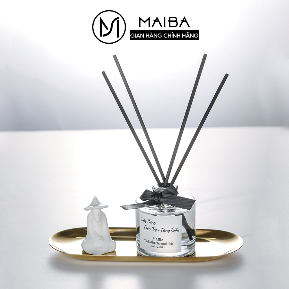 Tinh dầu nước hoa thiên nhiên MAIBA giúp thơm phòng giảm căng thẳng kèm que gỗ tự khuếch tán 120ml