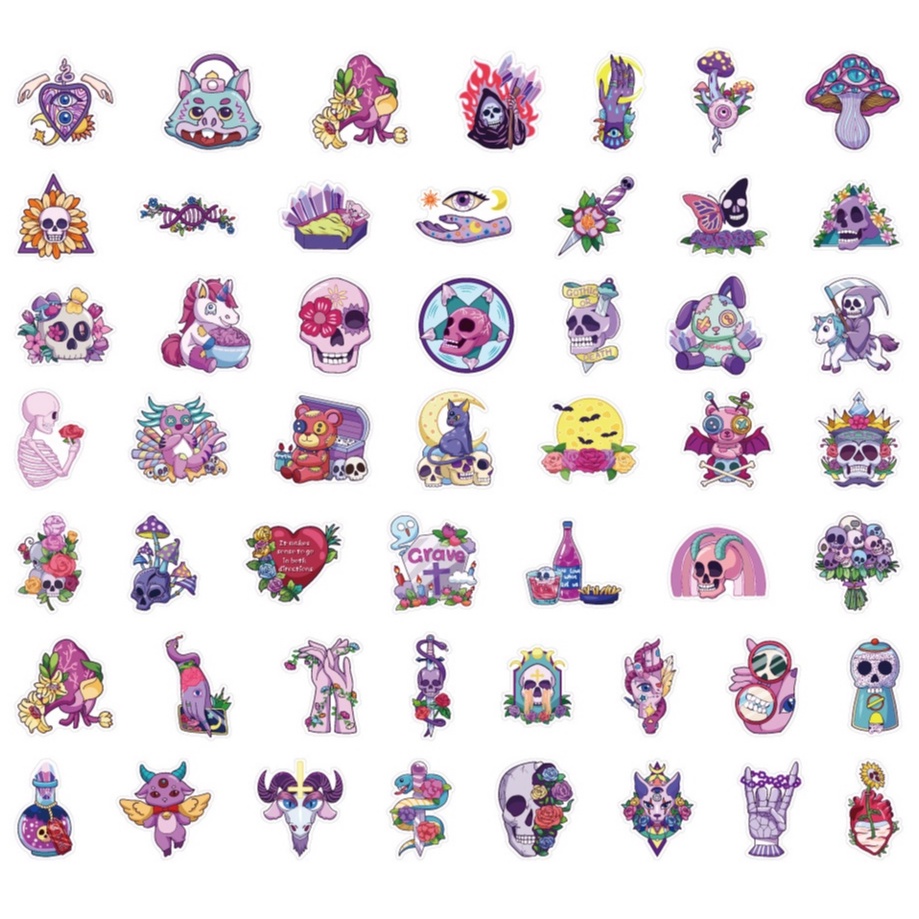 Set 100/50/25/10 Sticker Halloween Dễ Thương Dán Trang Trí Sổ Tay
