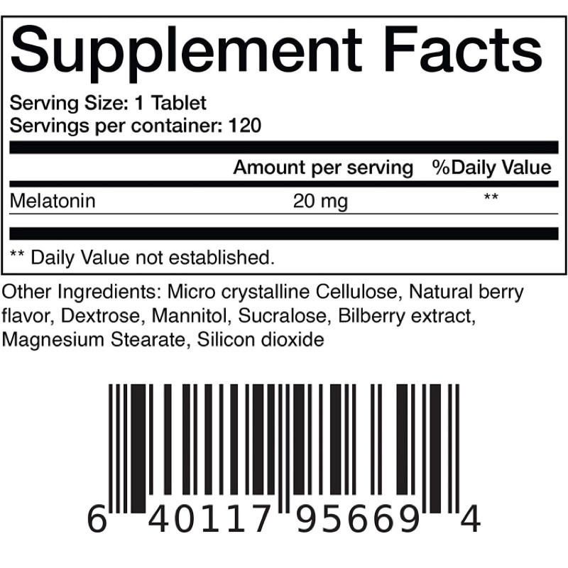 Viên ngậm uống giúp ngủ ngon Balance Breens Natural Sleep-Aid Extra-Strength Melatonin 20mg 120viên USA