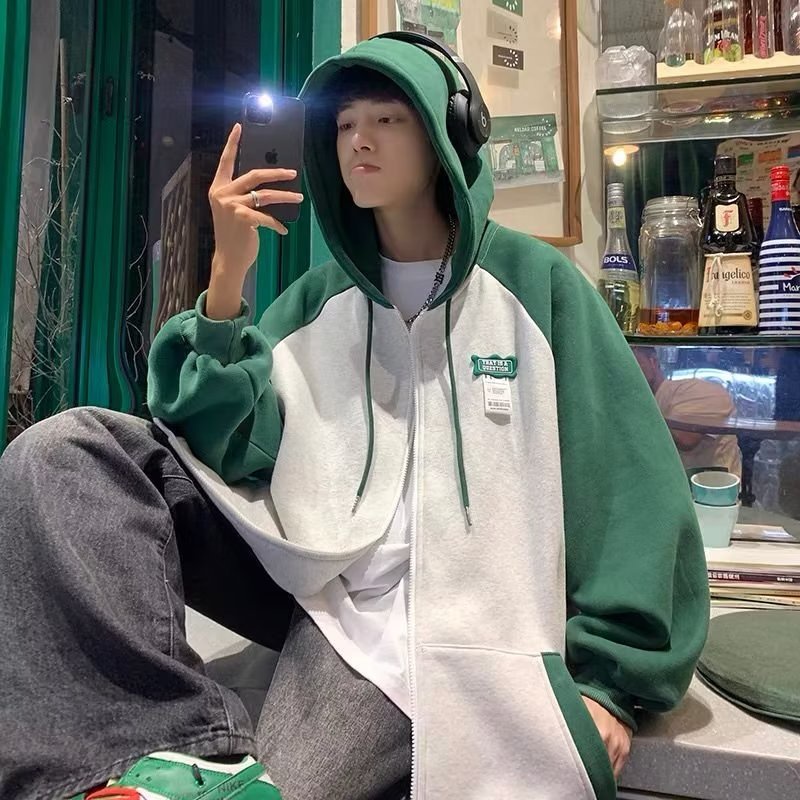 Áo Khoác Hoodie Kiểu Vintage Hàn Quốc Thiết Kế Đơn Giản Cá Tính