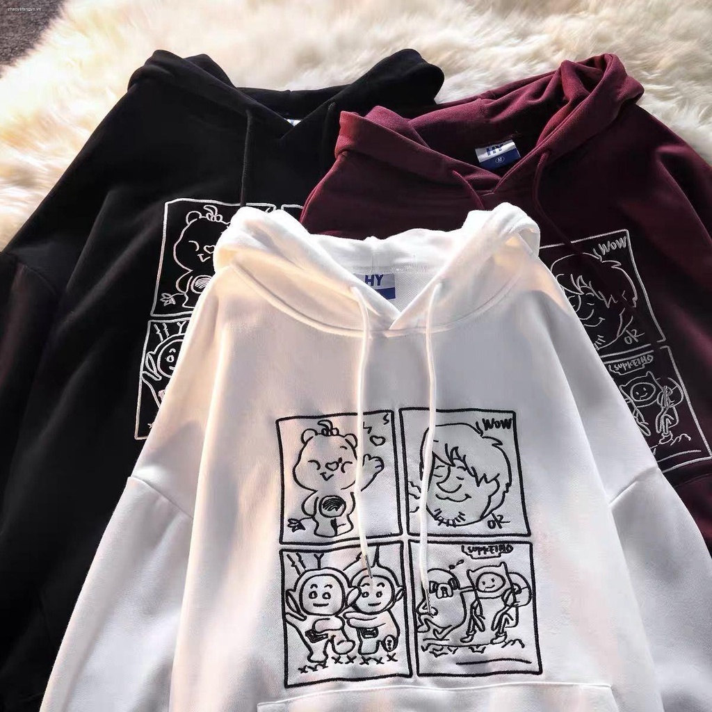 Áo hoodie họa tiết hoạt hình phong cách Hong Kong thời trang thu đông cho cặp đôi [Send on September 30]