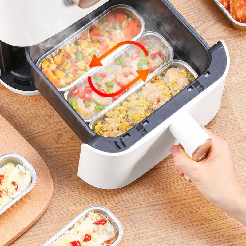 Bộ 5 Khay Thiếc Hình Vuông Dùng Một Lần Để Chiên Không Dầu Tiện Dụng