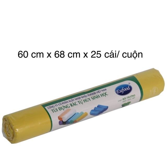 Túi rác 60x68cm, tự huỷ sinh học (Vàng) - Công ty EU Food Việt Nam