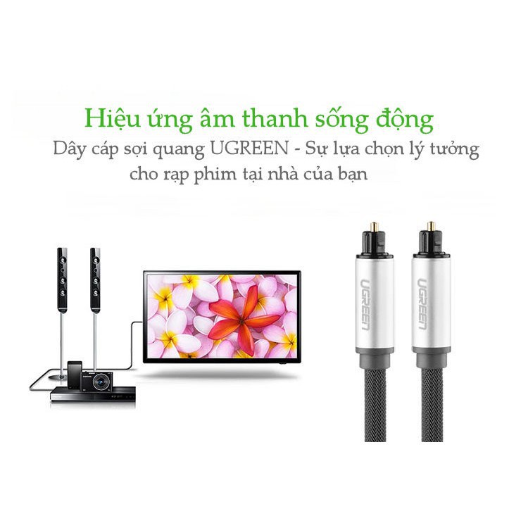 Cáp âm thanh Audio quang  vỏ nhôm Ugreen 10539 10542 10541 10540 Dài 1m - 3m -  Chính Hãng