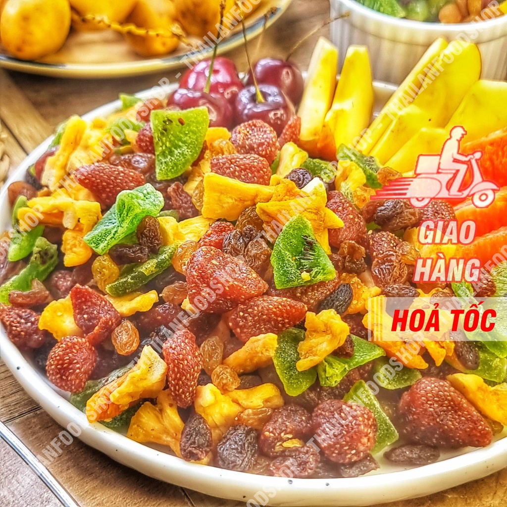 Trái Cây Sấy Dẻo Mix Vị Cắt Sẵn Cao Cấp (Thái Lan) - Lon 500gr