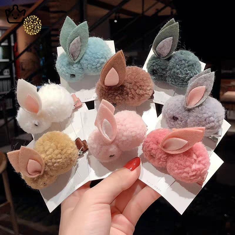 Kẹp tóc thiết kế thỏ bông 3D dễ thương thời trang cho bé gái JP6