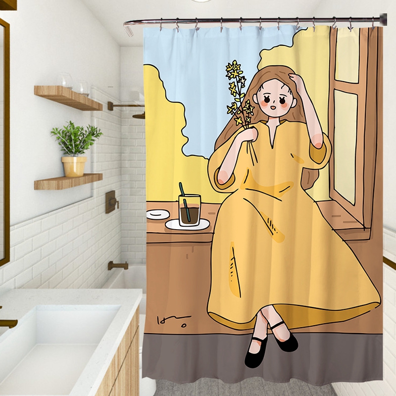 Rèm Che Bồn Tắm Chống Thấm Nước Họa Tiết Đáng Yêu Dành Cho Nữ