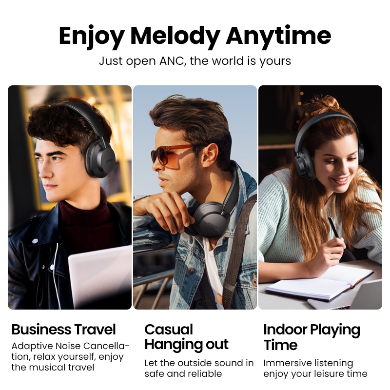 Tai nghe bluetooth UGREEN HiTune Max 3 Hybrid 35dB chống ồn ANC
