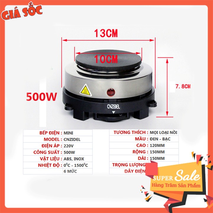 Bếp điện Mini YQ -105 công suất 500W - Không kén nồi