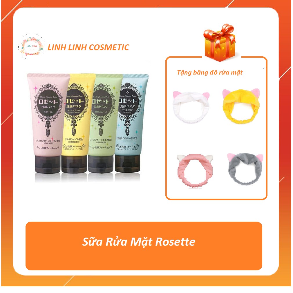 ( Tặng kèm băng đô ) Sữa rửa mặt Rosette 120g