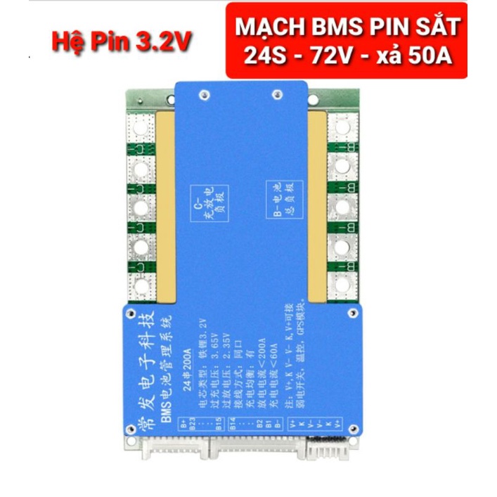 achun.vn - MẠCH BẢO VỆ PIN SẮT 24S - 72V- XẢ 50A HỆ PIN SẮT 3.2V