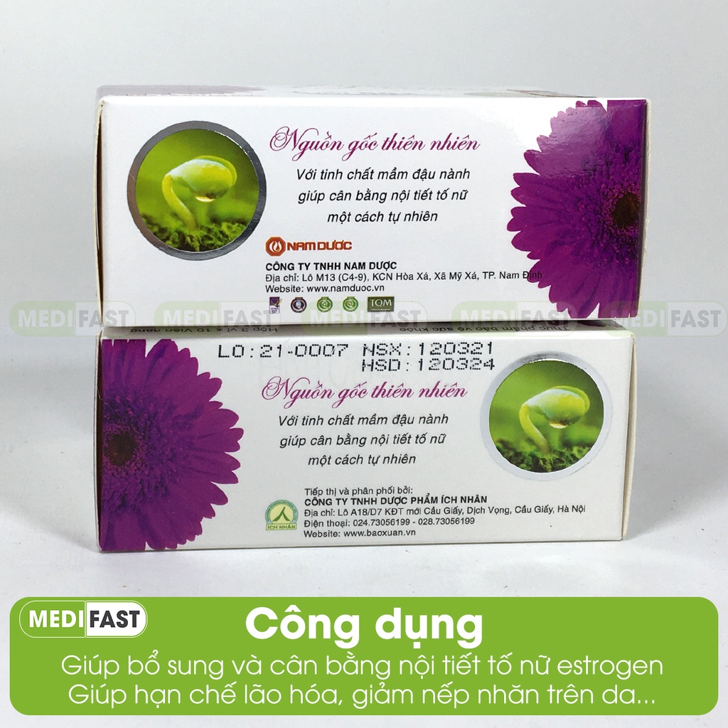 BẢO XUÂN 50+ - Màu Tím - Giúp cân bằng nội tiết, gìn giữ nét xuân - Hộp 30 viên