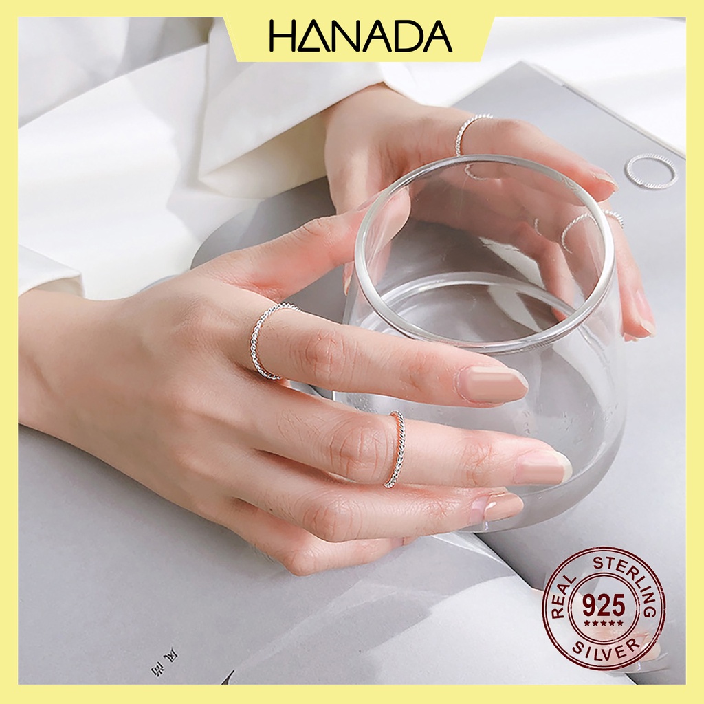 Nhẫn Trơn Xoắn Bạc 925 Đơn Giản Đeo Nhiều Ngón Hanada 0002 L2