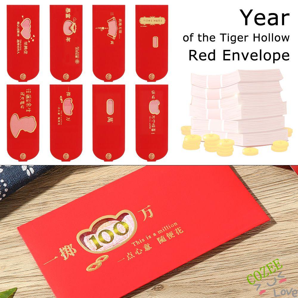 Bộ 10 bao lì xì năm mới 2022 họa tiết hổ phong cách Trung Hoa