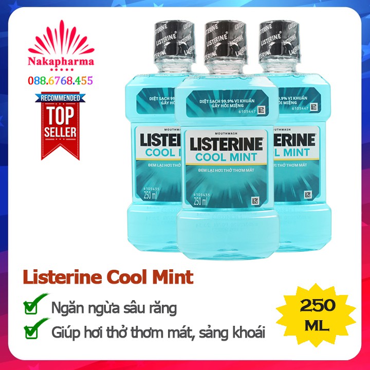 Nước súc miệng Listerine Cool Mint - Hương bạc hà – Ngừa sâu răng, viêm nướu, mang lại hơi thở thơm tho, sảng khoái