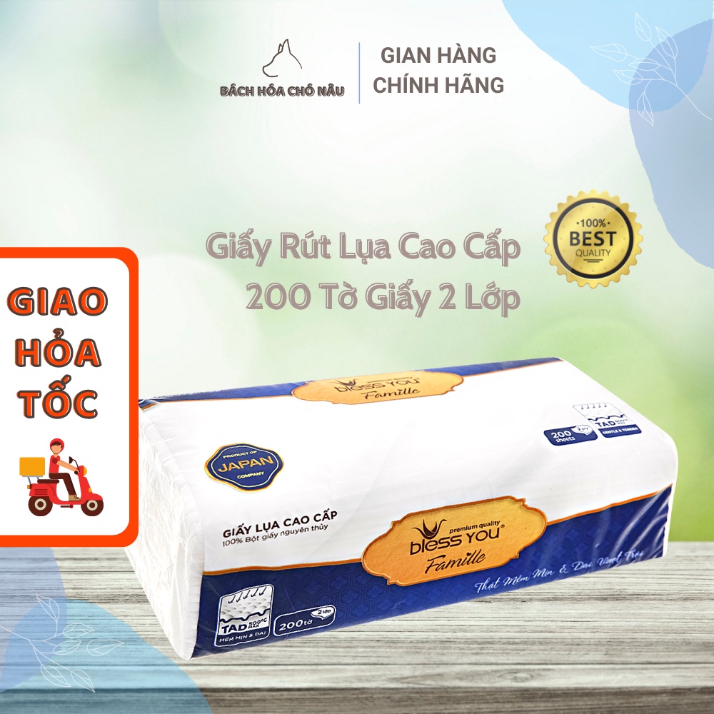 Khăn Giấy Rút Lụa Nhật Bản Bless You Famille 200 Tờ Giấy 3 Lớp Cao Cấp [ Hàng Mới Chính Hãng]