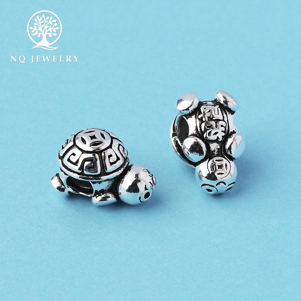 Charm bạc xỏ ngang hình con rùa - NQ Jewelry