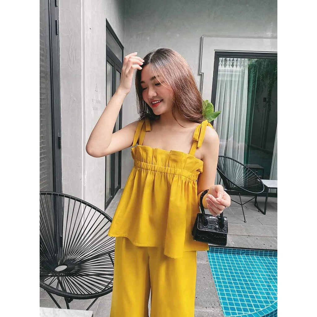 Sét đũi 2 dây buộc +quần dài xinh xắn mã 31 (kèm ảnh thật,video) | BigBuy360 - bigbuy360.vn