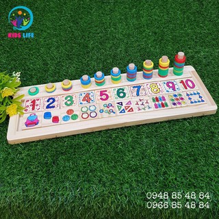 Đồ chơi giáo dục – Xiên Vòng 10 Cột Domino Đếm Hình