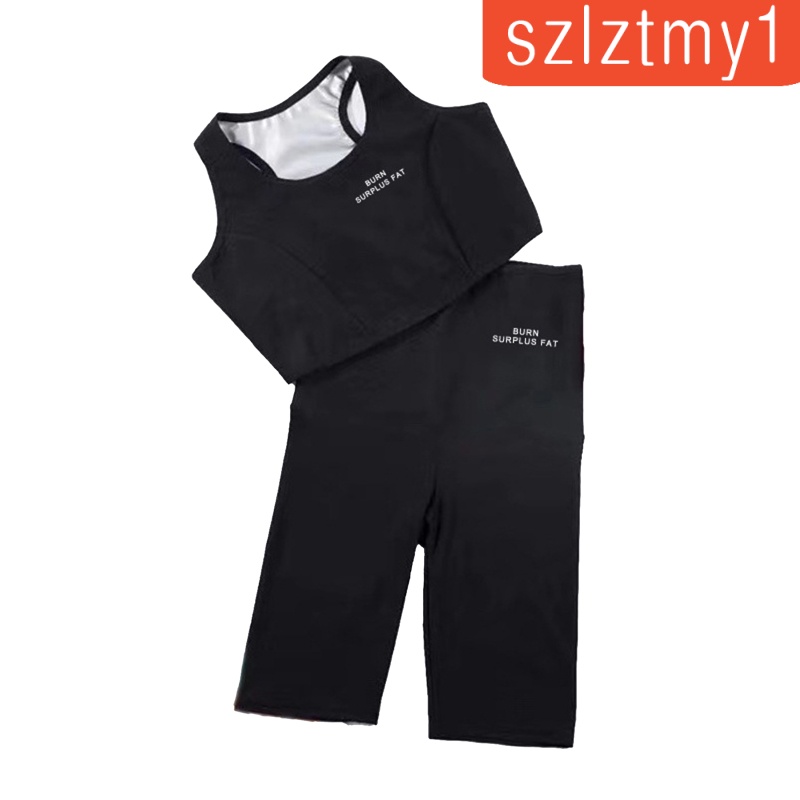 Bộ áo croptop ngắn và quần bó ép mồ hôi giúp giảm cân đốt cháy mỡ thừa dành cho bạn nữ | BigBuy360 - bigbuy360.vn