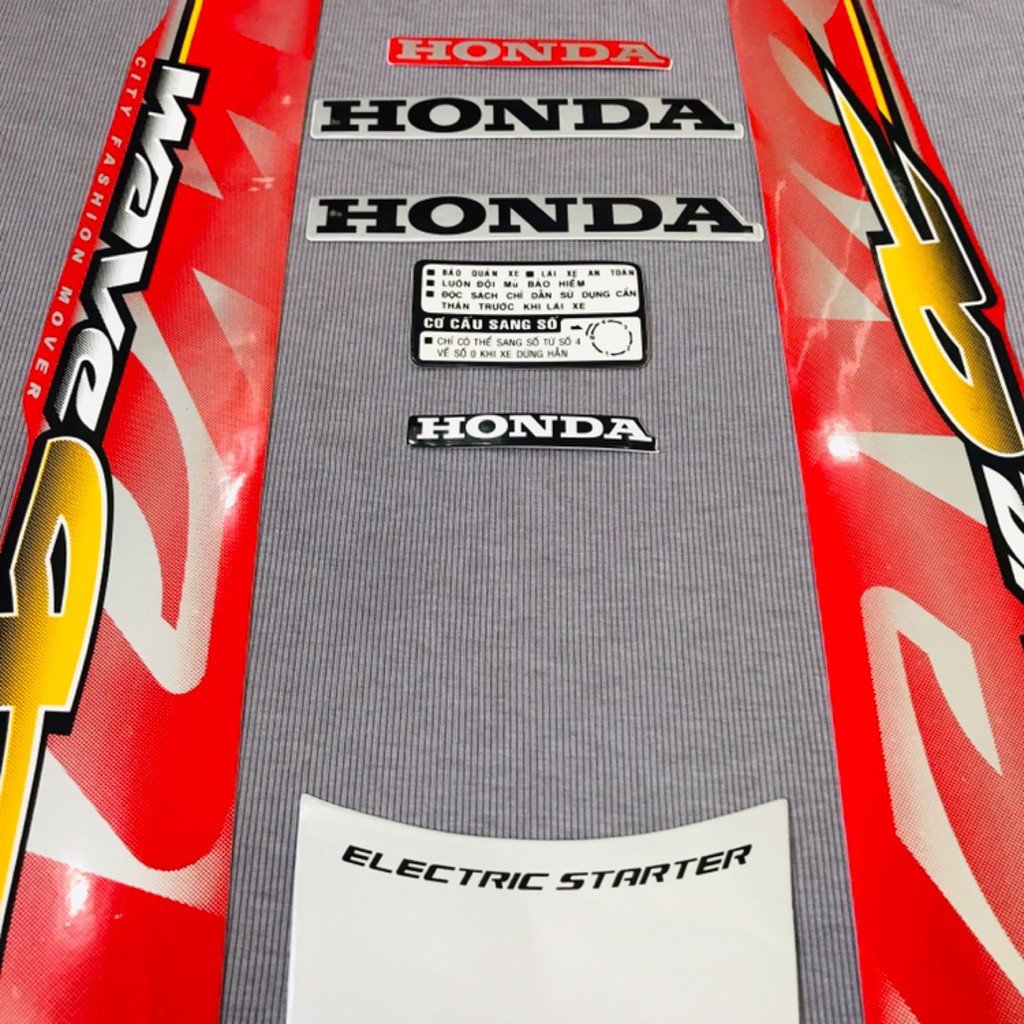 Nguyên bộ tem rời 3 lớp zin thái dán xe máy Honda Wave alpha 2011 2012 màu đỏ