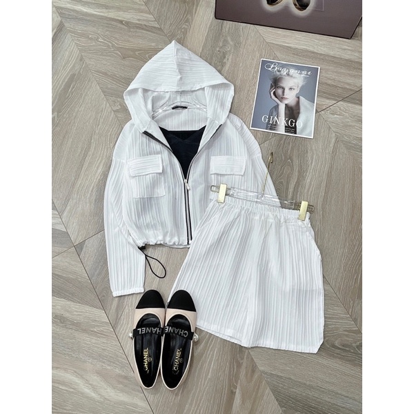 SÉT THỂ THAO 3 MÓN ĐŨI GÂN MÀU TRẮNG