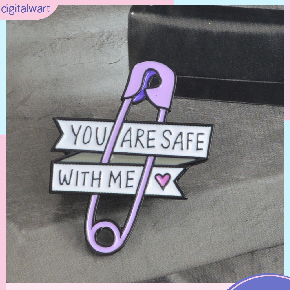 Ghim cài áo bằng chất liệu hợp kim tráng men họa tiết chữ YOU ARE SAFE WITH ME