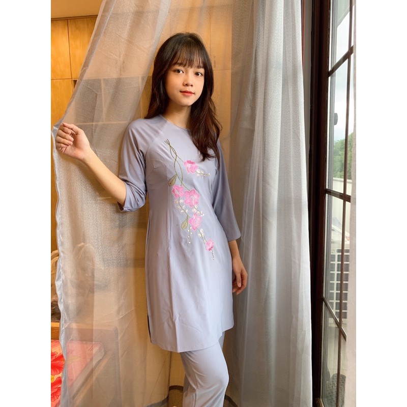 Đồ Lam Đi Chùa# CTân Thêu Hoa Sa La # Đồ Bộ Nữ # Quần Áo Nữ