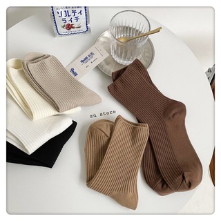 Vớ màu beige vintage cổ cao MỎNG