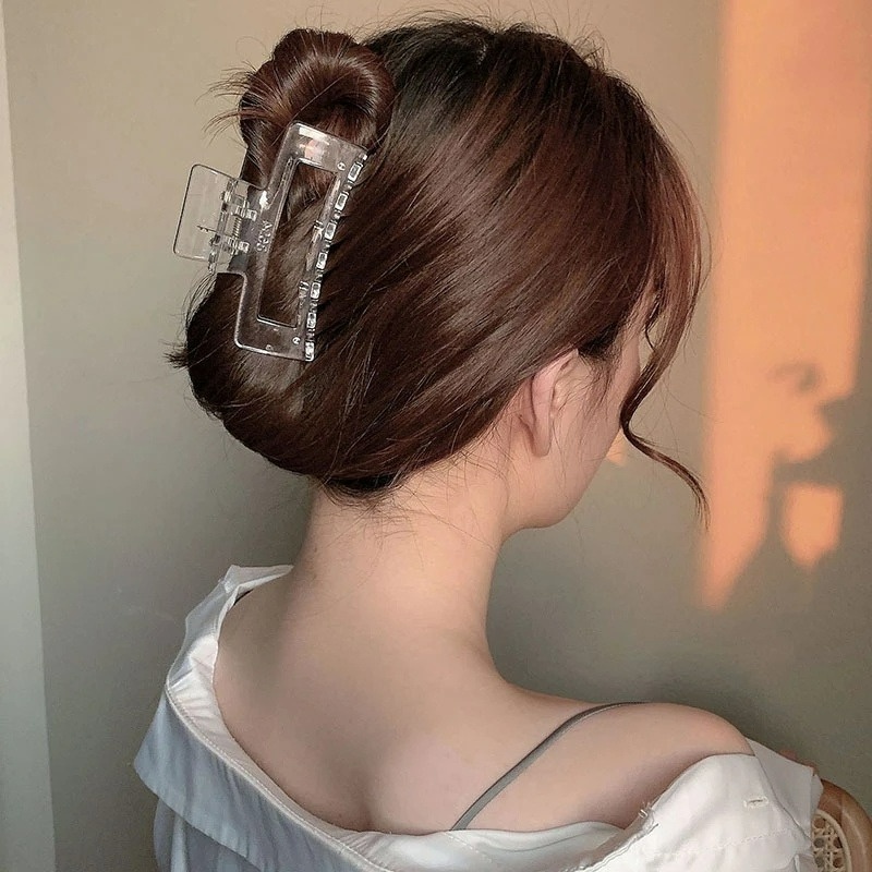 Kẹp Tóc Trong Suốt Đính Ngọc Trai Đơn Giản Nhiều Màu Sắc Phong Cách Retro Pháp