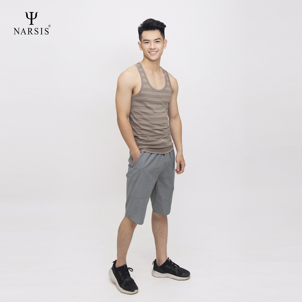 [Mã BMBAU50 giảm 7% đơn 99K] Áo thun ba lỗ nam Narsis D4068 màu kẻ nâu