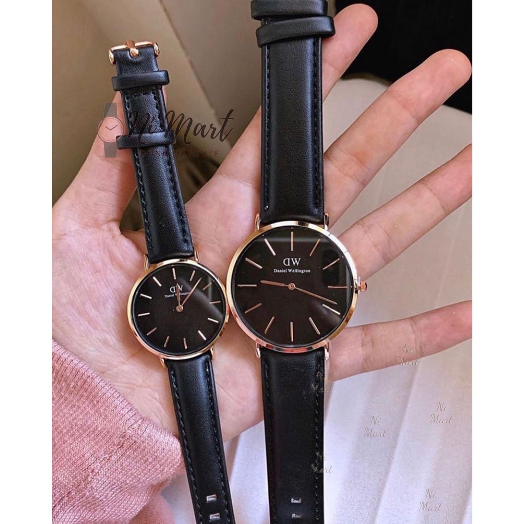 Đồng hồ nam nữ-Đồng hồ DW dây da nâu Britol mặt đen và trắng nhiều size