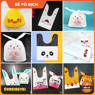 Túi Tai Thỏ Cỡ Trung Bình Đựng Bánh Kẹo Xinh Xắn Dễ Thương Size 13.5*22cm - Set 10 túi