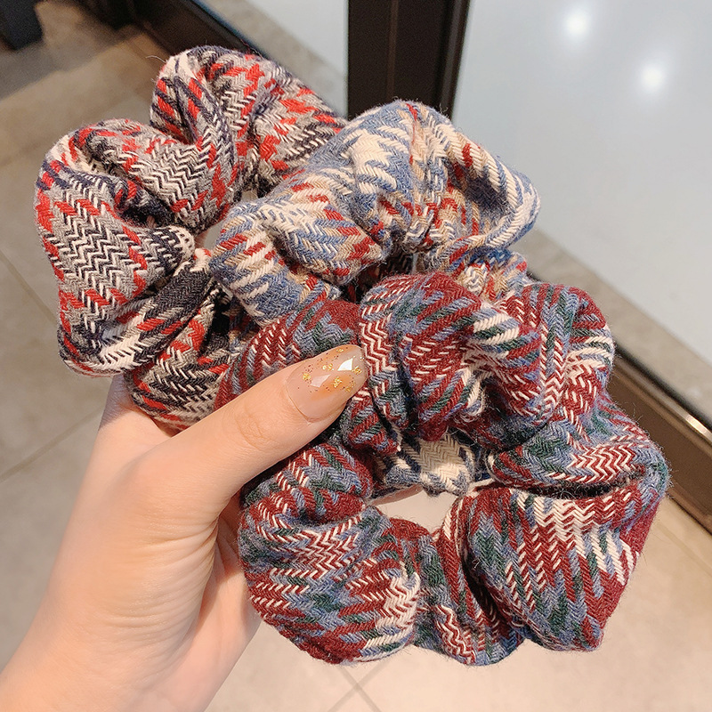 Dây Buộc Tóc Họa Tiết Sọc Caro Dễ Phối Đồ Cho Nữ