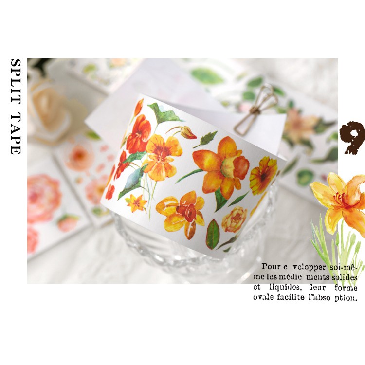 Băng dính giấy washi Hoa cỏ dạng tấm WT308