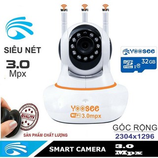 Tặng Thẻ Nhớ yoosee chính hãng 32G Hoặc 64G. Camera Yoosee 3 Râu 3.0Mpx Độ Phân Giải 2K 2048 X 1556P Siêu Sắc Nét Quan S