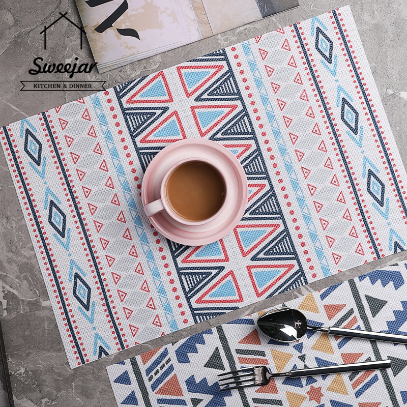 Thảm dệt kim SWEEJAR bằng pvc phong cách bohemian cách nhiệt chống trượt