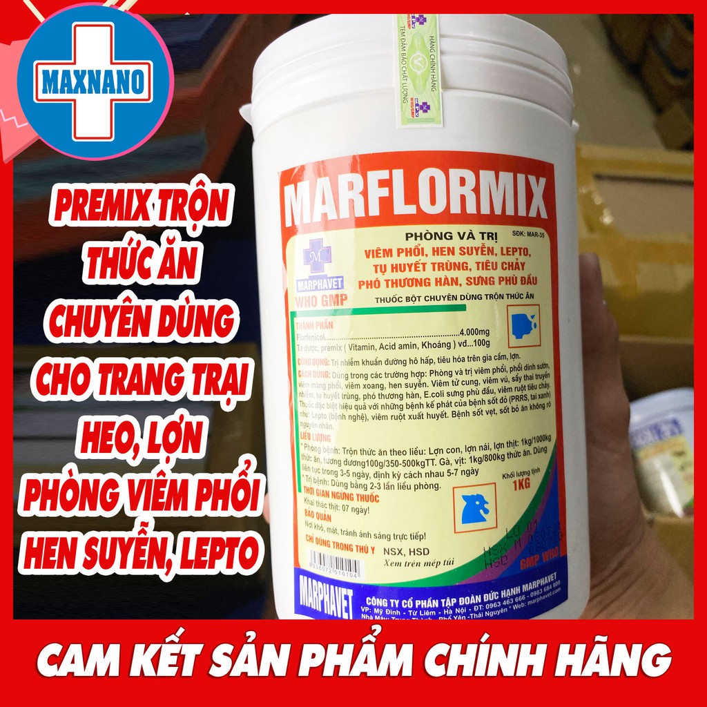 MARFLOMIX Heo 50g PREMIX chuyên dùng cho gia súc, heo phòng bệnh đường tiêu hóa trên gia súc, heo, vật nuôi