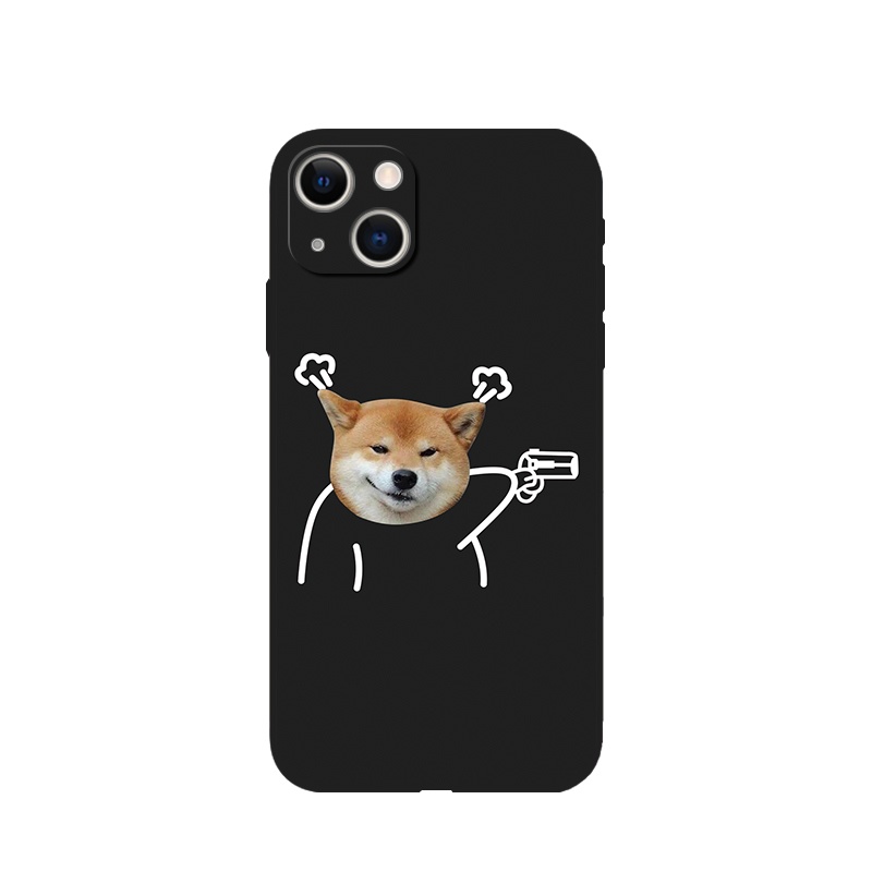 Ốp điện thoại mềm đen hình Shiba Inu thích hợp cho iPhone 12 Pro Max 6s 7 8 Plus XR XS 11 13 Pro Max se2 13 Mini