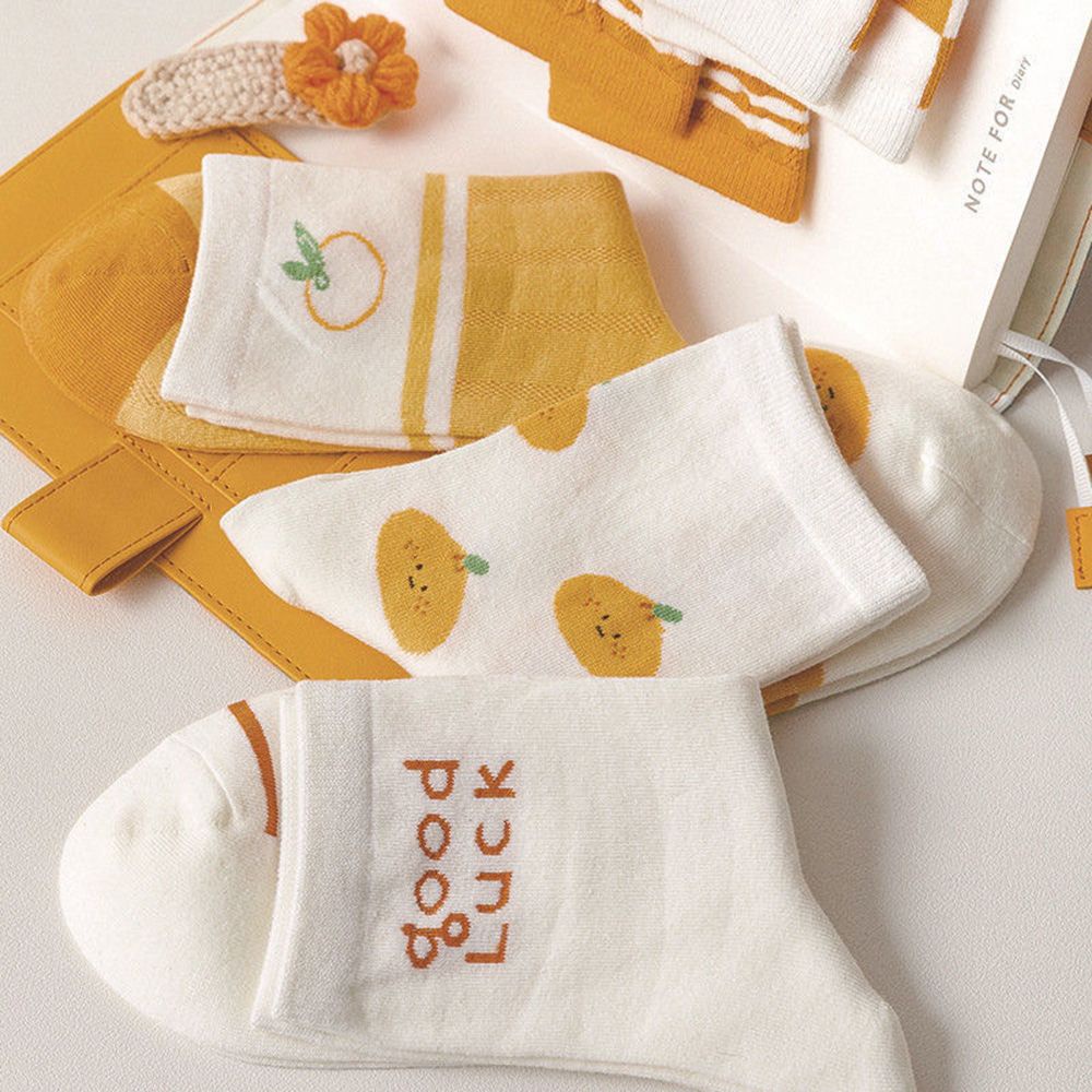 Đôi vớ cotton thấm hút mồ hôi thoáng khí họa tiết kẻ sọc màu cam thời trang cho nữ