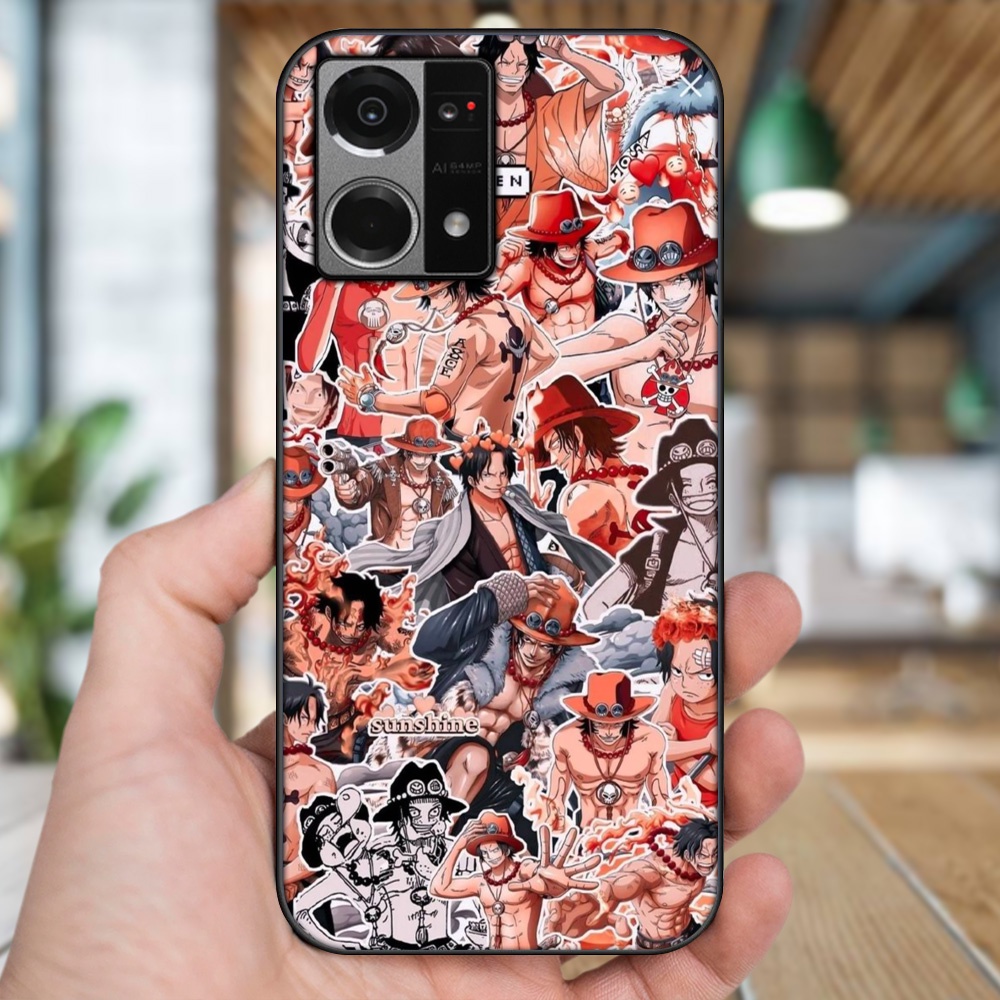 Ốp lưng Oppo Reno 7 4G viền đen in hình Ace One Piece