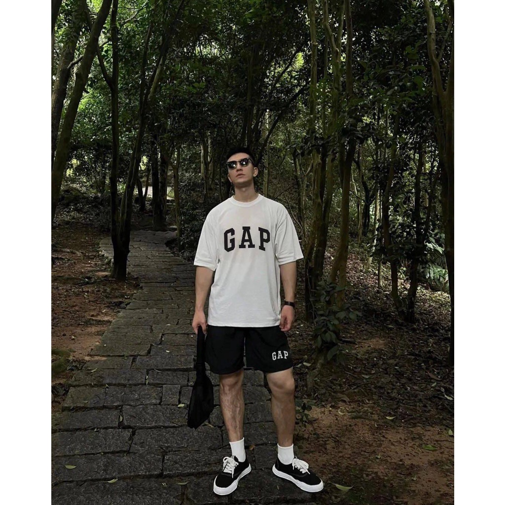 Áo trắng/ Quần đen Beaver Tee "GAP ĐEN"  Local Brand tay lỡ form rộng nam nữ Unisex Freeship Extra