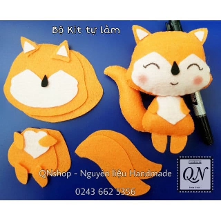 Bộ kit vải dạ cắt sẵn hình con cáo, nguyên liệu làm treo nôi