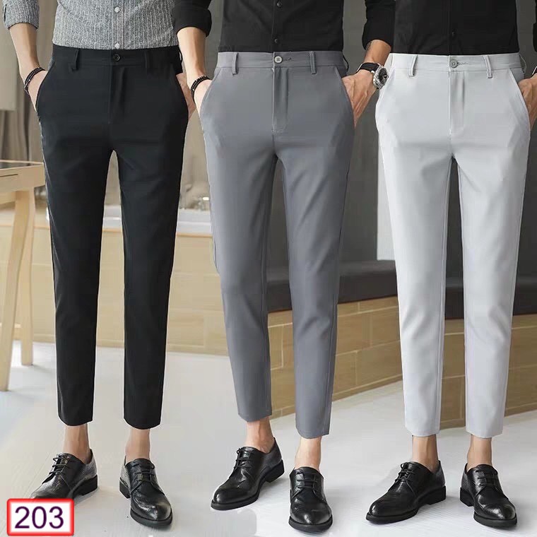 QUẦN TÂY ÂU NAM DÀI TRƠN HÀN QUỐC VẢI ÔM CHỐNG NHĂN Q203 THỜI TRANG