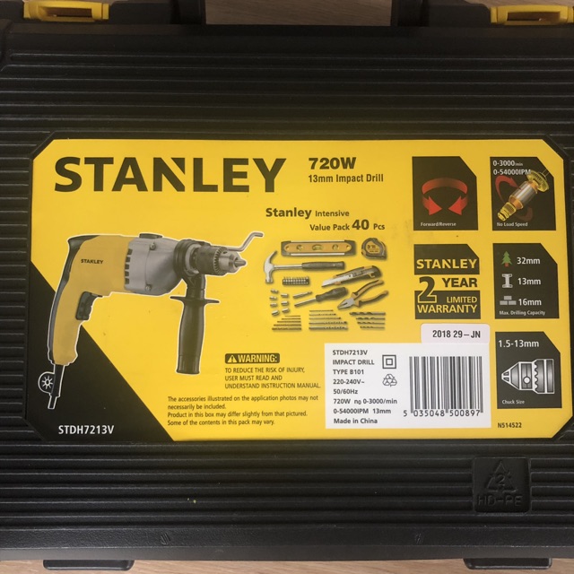 [ Chính hãng] Bộ máy khoan động lực 720W Stanley STDH7213V-B1